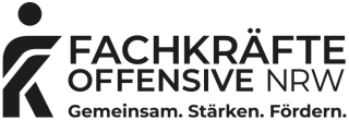 Logo Fachkräfteoffensive NRW mit Claim in Schwarz-Weiß