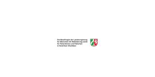 Logo mit Text "Die Beauftragte der Landesregierung für Menschen mit Behinderung sowie  für Patientinnen und Patienten in Nordrhein-Westfalen"